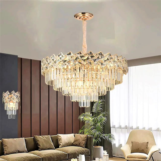 Candelabru RFAN, Model 62111/600, Textura Cristal, Metal, 10 X E27, Auriu