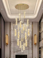 Candelabru LED RFAN, Model R9106/15, Textura Cristal, Metal, 351W, Auriu