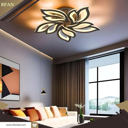 Lustra LED RFAN, Model K137-5, cu Telecomanda, 3 Tipuri de Lumina, Intensitate Reglabila, 61W, Negru