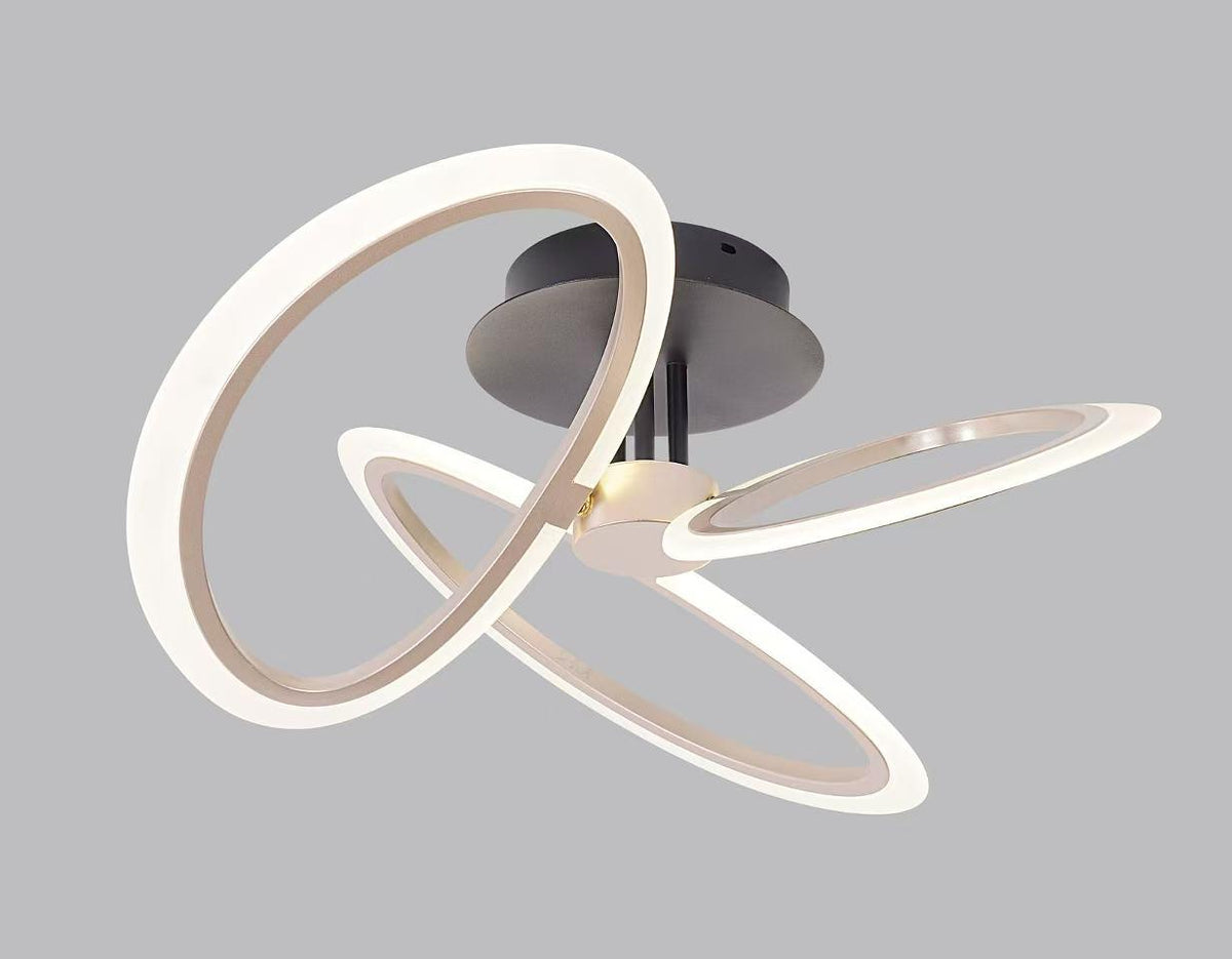 Lustra LED RFAN, Model GX022-3, cu Telecomanda, 3 Tipuri de Lumina, Intensitate Reglabila, 102W, Negru/Auriu
