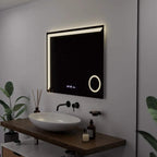 Oglinda LED 80×60 cm Dreptunghiulara, Senzor Miscare Premium, 3 Tipuri de Lumina, Dimabila, Ceas & Temperatura, Dezaburire