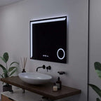 Oglinda LED 80×60 cm Dreptunghiulara, Senzor Miscare Premium, 3 Tipuri de Lumina, Dimabila, Ceas & Temperatura, Dezaburire