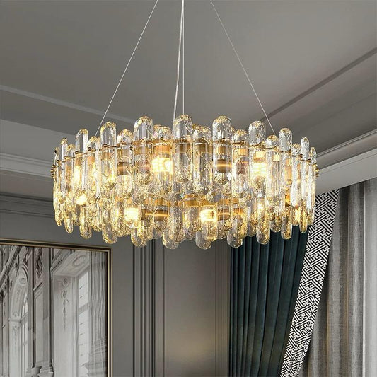 Candelabru RFAN, Model 5709/400, Textura Cristal, Metal, 5 X E14, Auriu