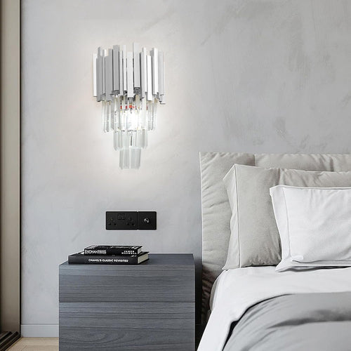 Aplica RFAN, Model WL339/2W, Textura Cristal, Metal, 2 X E14, Argintiu