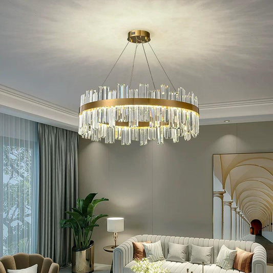 Candelabru LED RFAN, Model H98347/600, Textura Cristal, Metal, 100W, Auriu