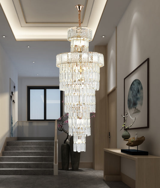 Candelabru RFAN, Model 3590/450x1200, Textura Cristal, Metal, 18 X E14, Auriu