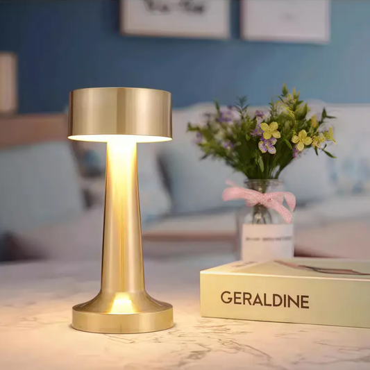 Lampa de masa, reglabila, reincarcabila USB, Design Modern, Auriu