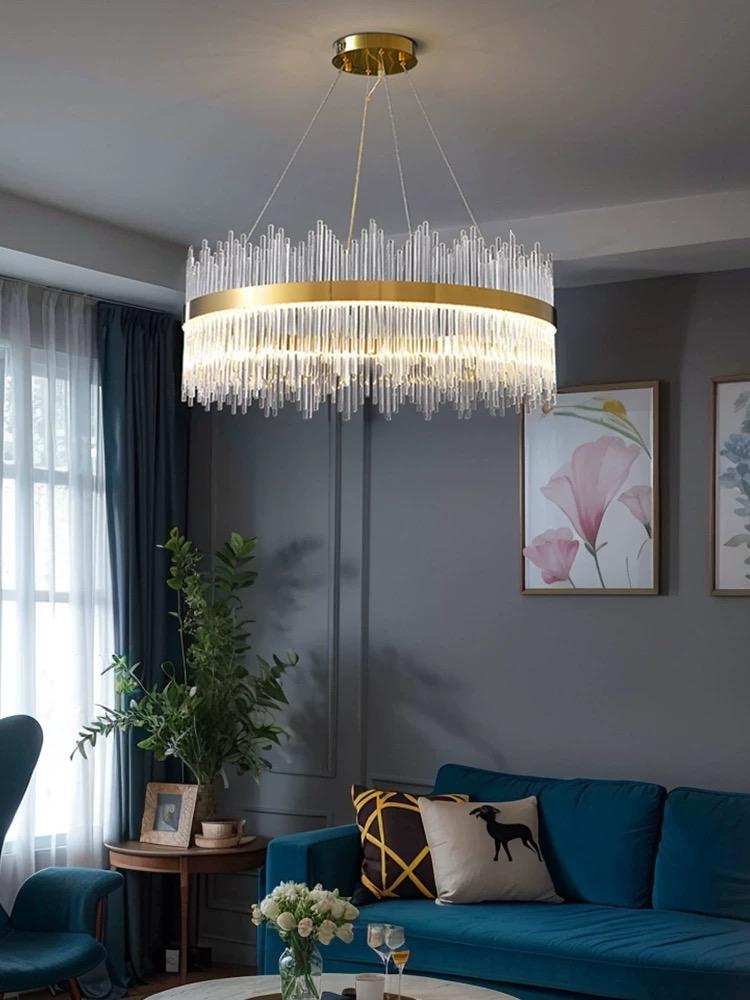 Candelabru LED RFAN, Model 8817/400, Textura Cristal, Metal, 64W, Auriu