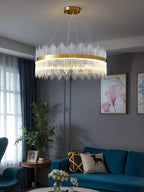 Candelabru LED RFAN, Model 8817/600, Textura Cristal, Metal, 112W, Auriu