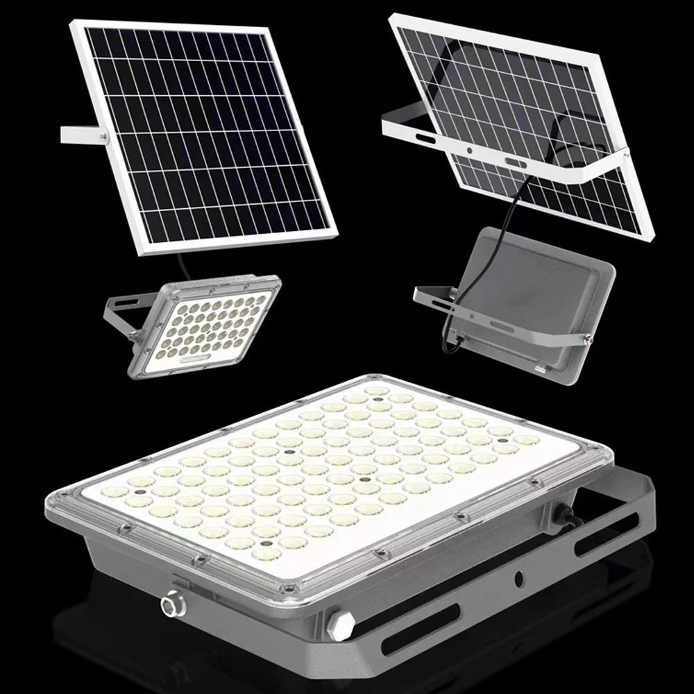 Proiector LED, cu Panou Solar si Telecomanda, Rezistent la Apa IP65, 300W, Gri