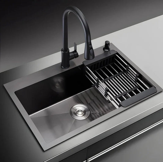 Chiuveta Profesionala pentru Bucatarie, Inox, Gri Inchis - Negru, 58x45 cm, HS 5845 Smack