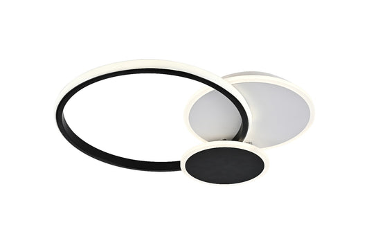 Lustra LED RFAN, Model R9173/3T, cu Telecomanda, 3 Tipuri de Lumina, Intensitate Reglabila, 65W, Alb/Negru