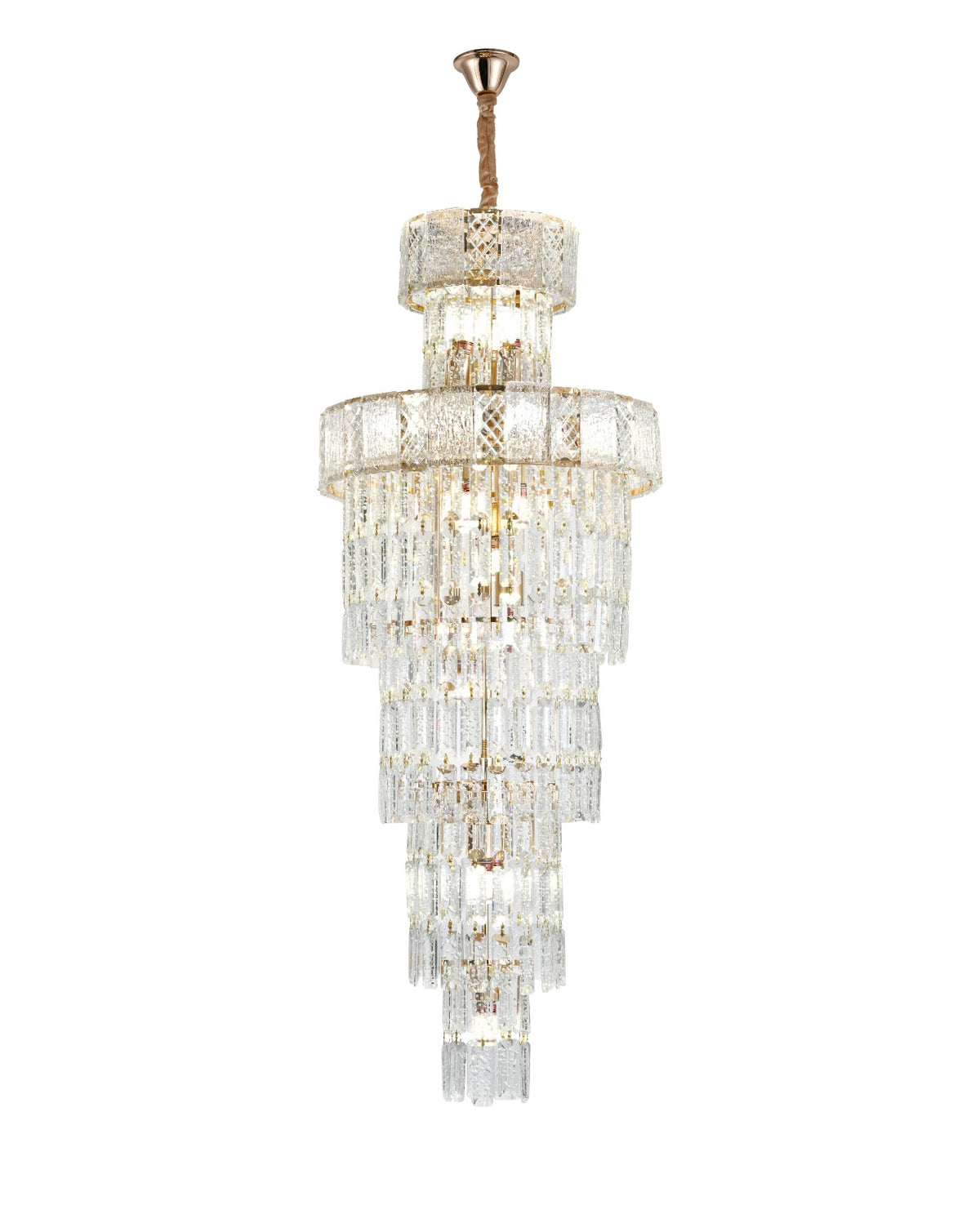 Candelabru RFAN, Model 3590/450x1200, Textura Cristal, Metal, 18 X E14, Auriu