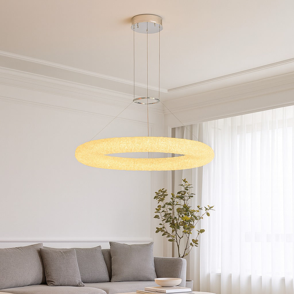 Candelabru LED RFAN, Model H98022-800-1 HCT, Textura Cristal, Metal, 160W, Argintiu