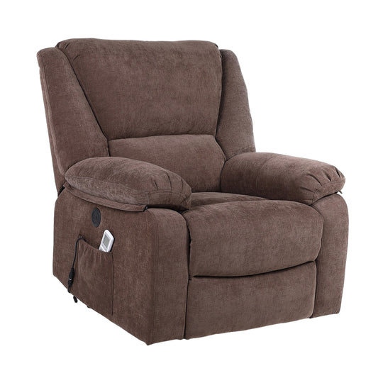 Fotoliu cu Masaj și Încălzire, Recliner Electric, Maro