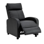 Fotoliu recliner din piele ecologică, spatar rabatabil si suport picioare extensibil, Negru