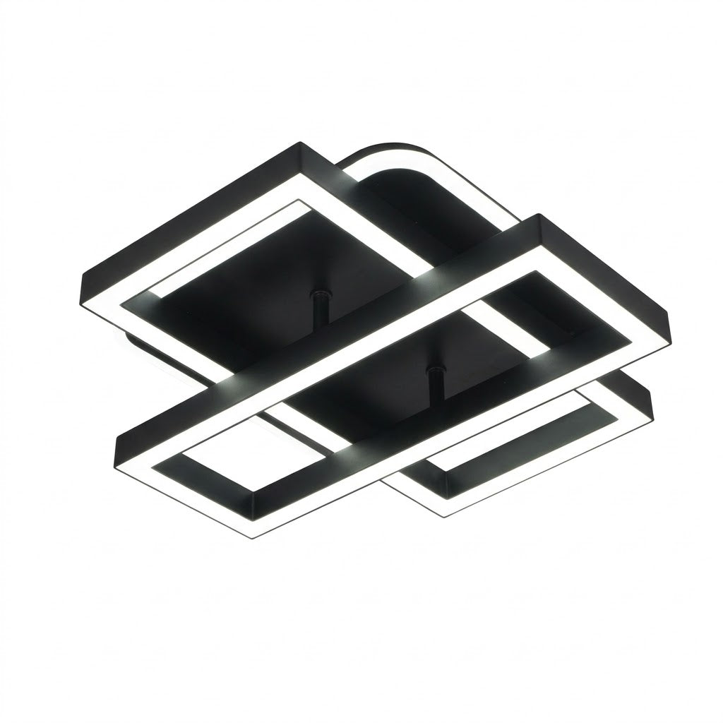 Lustra LED RFAN, Model FX60455/1+1+1, cu Telecomanda, 3 Tipuri de Lumina, Intensitate Reglabila, 52W, Negru