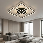 Lustra LED RFAN, Model FX60455/4+1, cu Telecomanda, 3 Tipuri de Lumina, Intensitate Reglabila, 91W, Negru