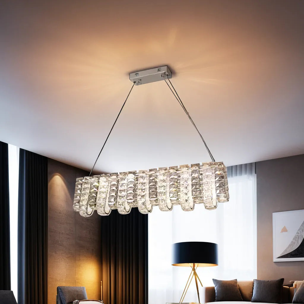 Candelabru LED RFAN, Model 70033-L850, Textura Cristal, Metal, 40W, Argintiu
