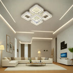 Lustra LED RFAN, Model R9113-4+1, Cu Telecomanda, 3 Tipuri De Lumina Plus Lumina RGB, Intensitate Reglabila, 84W, Alb