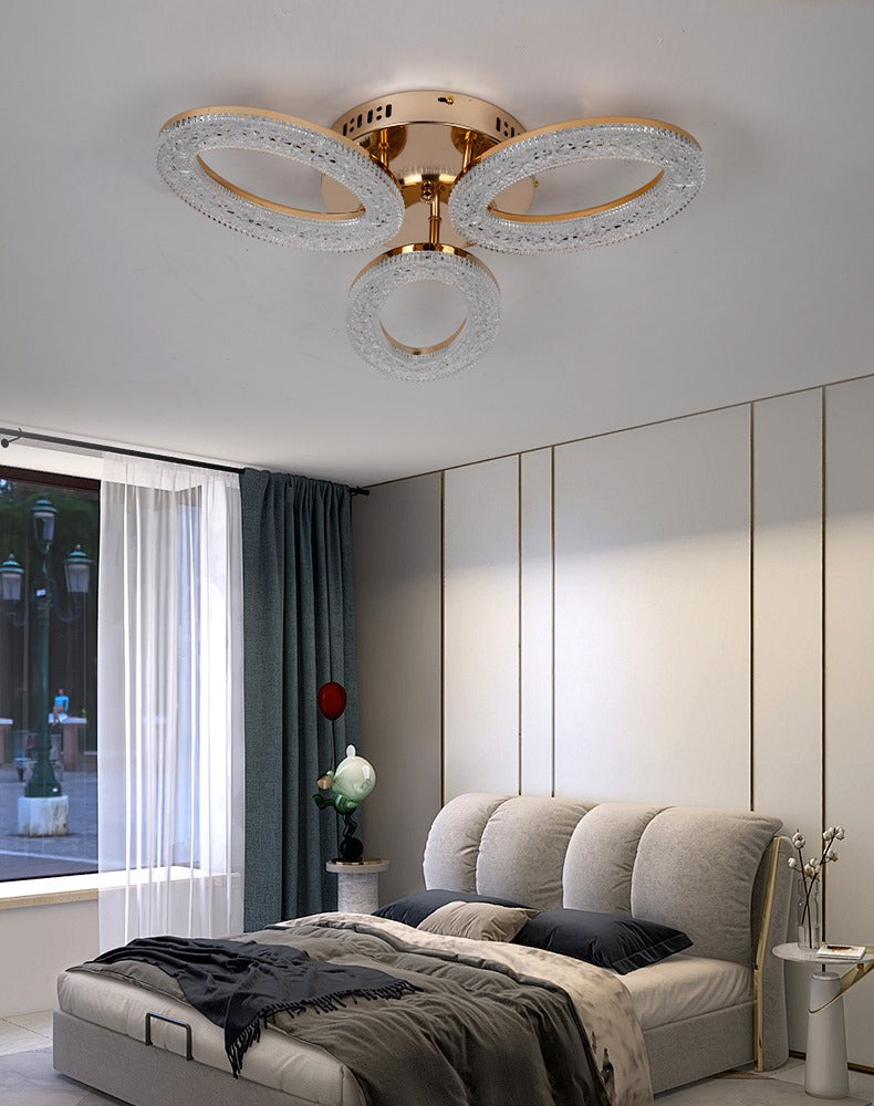 Lustra LED RFAN, Model J303-3, Cu Telecomanda, 3 Tipuri De Lumina, Intensitate Reglabila, 60W, Auriu
