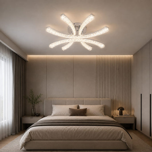 Lustra LED RFAN, Model K2550/4A, cu Telecomanda, 3 Tipuri de Lumina, Intensitate Reglabila, 120W, Argintiu