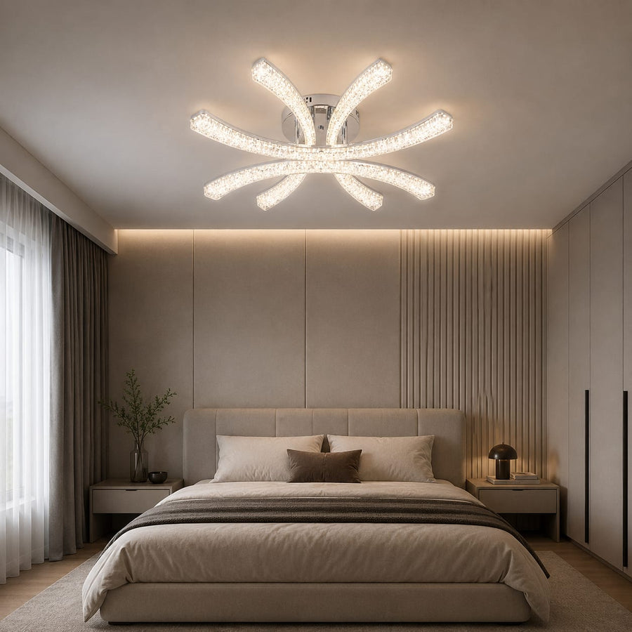 Lustra LED RFAN, Model K2550/4A, cu Telecomanda, 3 Tipuri de Lumina, Intensitate Reglabila, 120W, Argintiu