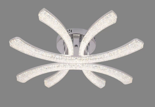 Lustra LED RFAN, Model K2550/4A, cu Telecomanda, 3 Tipuri de Lumina, Intensitate Reglabila, 120W, Argintiu