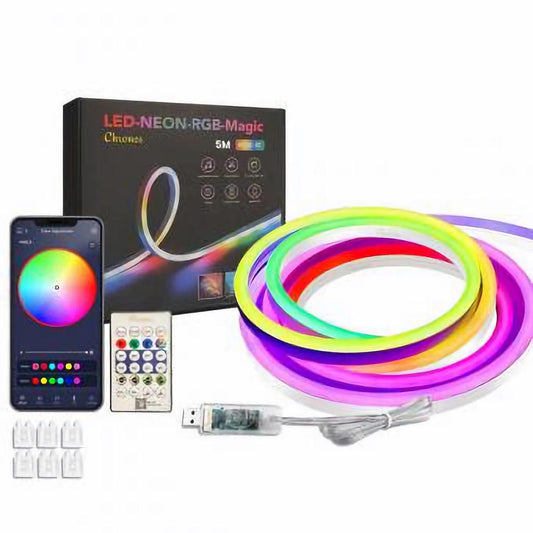 KIT Banda LED COB RFAN, RGB, cu Telecomanda, Multicolor, 5m, 5V, Transformator