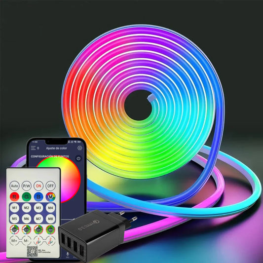 KIT Banda LED COB RFAN, RGB, cu Telecomanda, Multicolor, 5m, 5V, Transformator