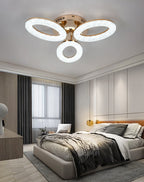 Lustra LED RFAN, Model J303-3, Cu Telecomanda, 3 Tipuri De Lumina, Intensitate Reglabila, 60W, Auriu