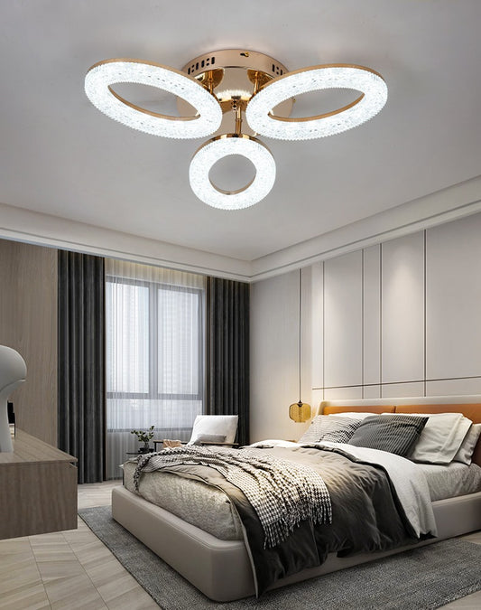 Lustra LED RFAN, Model J303-3, Cu Telecomanda, 3 Tipuri De Lumina, Intensitate Reglabila, 60W, Auriu