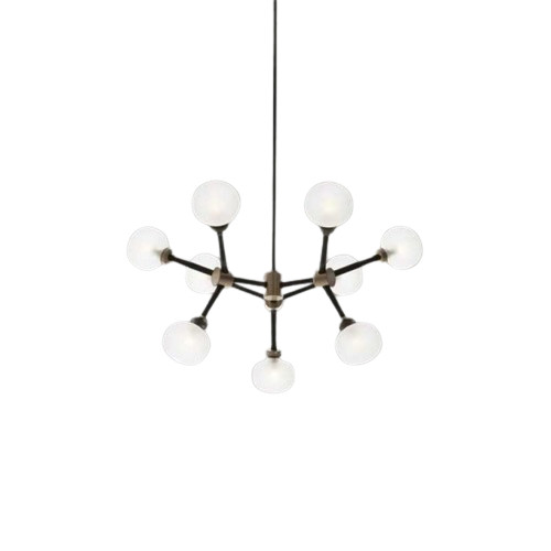 Lustra RFAN, Model 5477/9, Cu 9 Abajururi, 9 x G9, Negru/Auriu