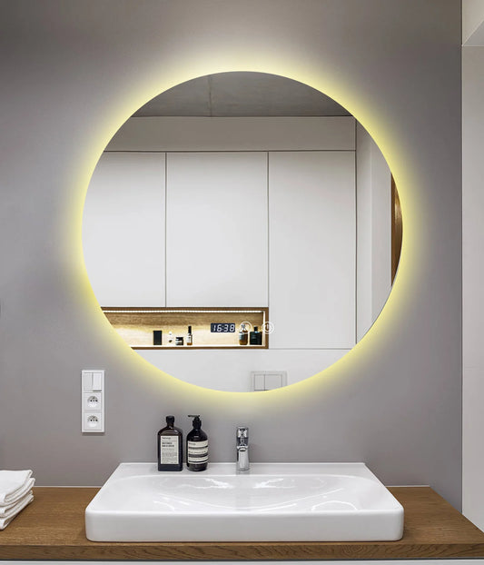 Oglinda LED si Touch, cu Functie Dezaburire si Ceas, 3 Tipuri De Lumina, 70 cm, J170-70 Smack
