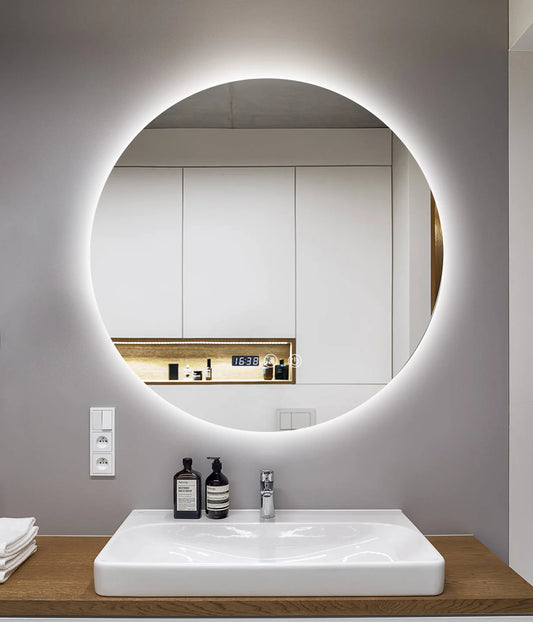 Oglinda LED si Touch, cu Functie Dezaburire si Ceas, 3 Tipuri De Lumina, 70 cm, J170-70 Smack