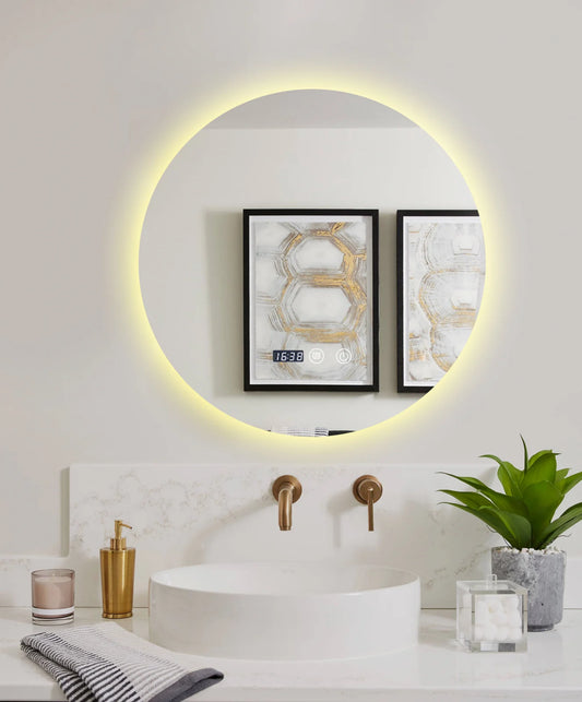 Oglinda LED si Touch, cu Functie Dezaburire si Ceas, 3 Tipuri De Lumina, 60 cm, J170-60 Smack