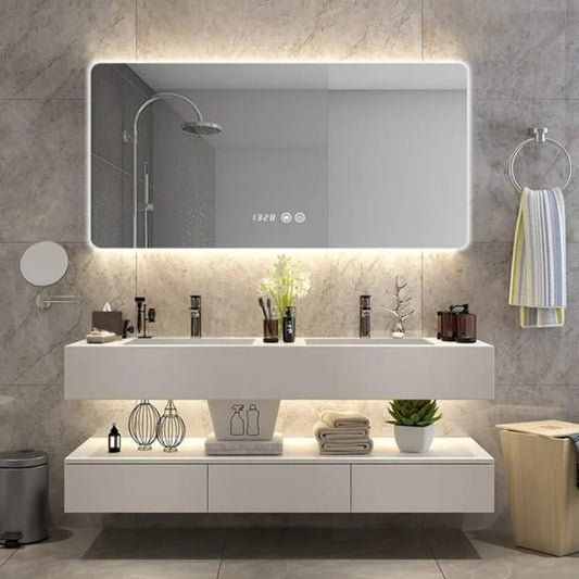 Oglinda LED si Touch, cu Functie Dezaburire si Ceas, 3 Tipuri De Lumina, 120x80 cm, J174-12080 Smack