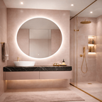 Oglinda LED Rotunda Premium 100×100 cm, Lumina Spate, 3 Tipuri de Lumina – Calda, Rece, Neutra
