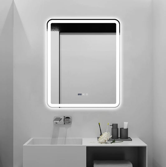 Oglinda LED si Touch, cu Functie Dezaburire si Ceas, 3 Tipuri De Lumina, 75x90 cm, J169 Smack