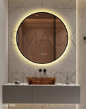 Oglinda LED si Touch, cu Functie Dezaburire si Ceas, 3 Tipuri De Lumina, Rama Negru Mat, 70 cm, J181-70 Smack