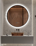 Oglinda LED si Touch, cu Functie Dezaburire si Ceas, 3 Tipuri De Lumina, Rama Negru Mat, 70 cm, J181-70 Smack