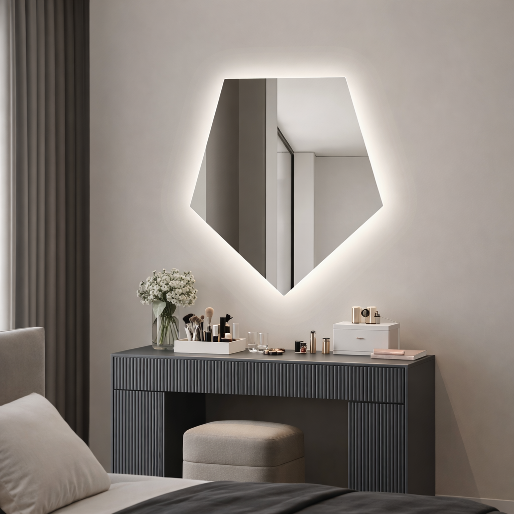 Oglinda LED Diamant Premium 80×90 cm, Touch, 3 Tipuri Lumina – Calda, Rece, Naturala