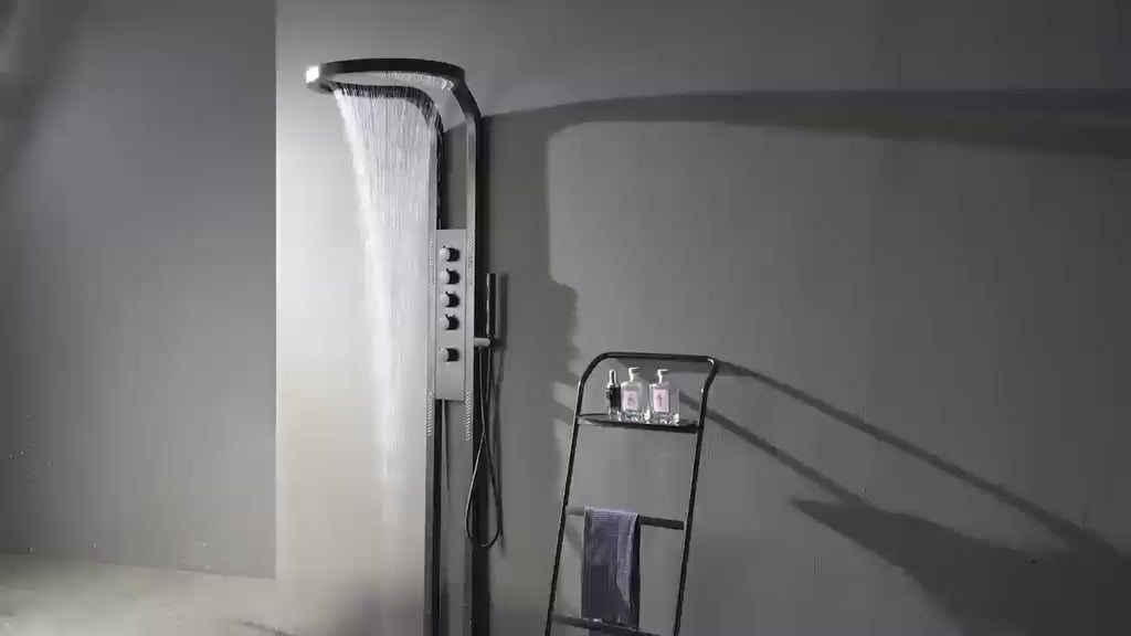 Panel de Dus Lux Imperial cu LED Inclus, Efect de Ploaie, 5 Functii Apa, Auriu