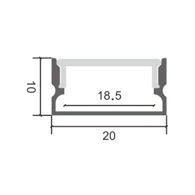 Profil LED Aplicat, 20 X 10 , Lungime 2m, Aluminiu, Negru