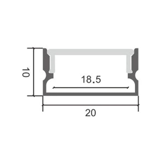 Profil LED Aplicat, 20 X 10 , Lungime 2m, Aluminiu