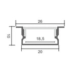 Profil LED Incastrat, 20 x 10, Lungime 2m, Aluminiu, Negru