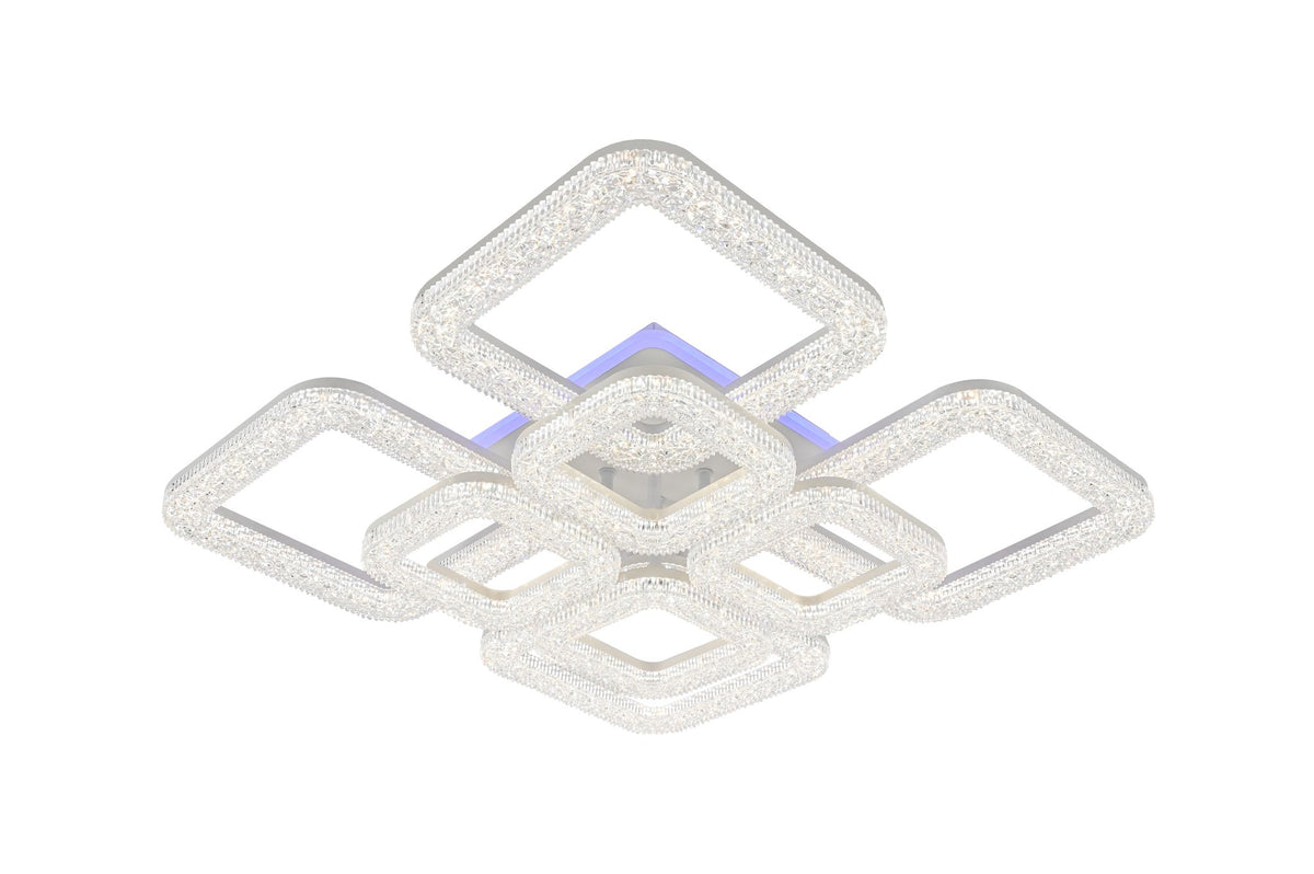 Lustra LED RFAN, Model R9161/4+4C, Cu Telecomanda, 3 Tipuri De Lumina Plus Lumina RGB, Intensitate Reglabila, 137W, Alb