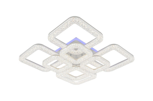 Lustra LED RFAN, Model R9161/4+4C, Cu Telecomanda, 3 Tipuri De Lumina Plus Lumina RGB, Intensitate Reglabila, 137W, Alb
