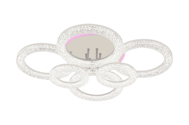 Lustra LED RFAN, Model R9162/4+2C, Cu Telecomanda, 3 Tipuri De Lumina Plus Lumina RGB, Intensitate Reglabila, 100W, Alb