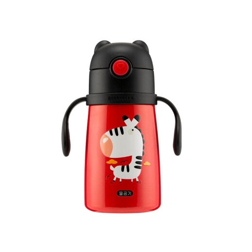 Termos Copii Cu Manere Si Pai, Zebra, 320 ml, Rosu
